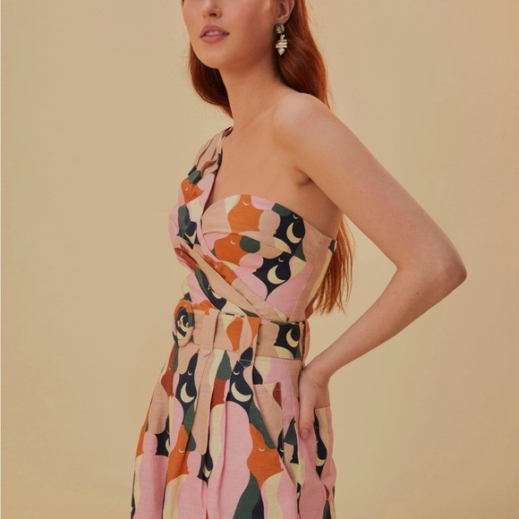 NWT Farm Rio The Kiss Multicolor One Shoulder Romper - Picture 3 of 10